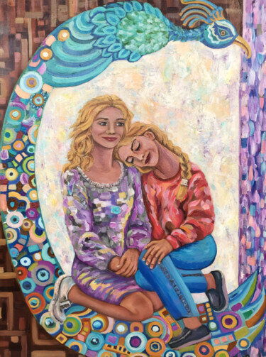 绘画 标题为“Two Sisters” 由Pintor Nicolas, 原创艺术品, 油 安装在木质担架架上