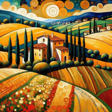 Arte digital titulada "“Toscana landscape “" por Pintor Nicolas, Obra de arte original, Trabajo Digital 2D