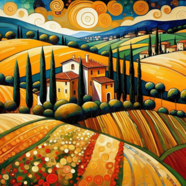 Artes digitais intitulada "“Toscana landscape “" por Pintor Nicolas, Obras de arte originais, Trabalho Digital 2D