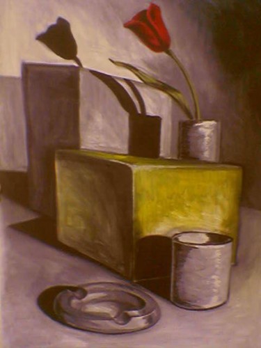 Painting titled "Tulip - piece" by Lumír Žemla, Original Artwork, Oil