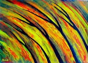 Painting titled "Autumnal wind" by Lumír Žemla, Original Artwork, Oil