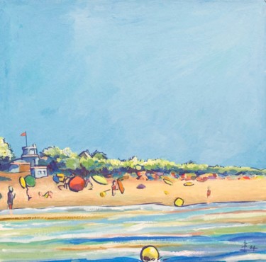 Peinture intitulée "La plage de Lion su…" par Bernard Lunel, Œuvre d'art originale, Huile