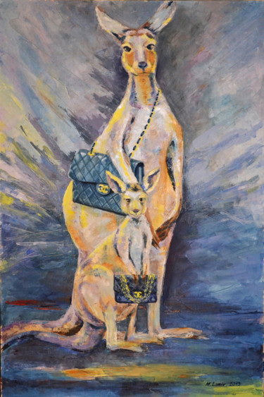 Peinture intitulée "Marsupials-Chanel" par Marian Luniv, Œuvre d'art originale, Huile