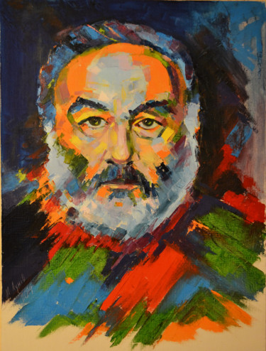 Schilderij getiteld "Sergei Parajanov" door Marian Luniv, Origineel Kunstwerk, Olie