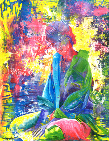 Malerei mit dem Titel "Oriental girl" von Luro, Original-Kunstwerk, Öl