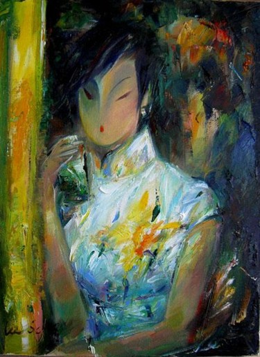 Painting titled "GreenTea.jpg" by Lu Schaper Lu Si, Original Artwork