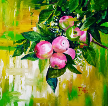 Peinture intitulée "Branch with apples" par Tatyana Lysenko, Œuvre d'art originale, Huile