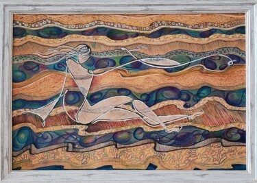 Painting titled "Waves" by Lusin Manukyan (Lowsine), Original Artwork, Watercolor