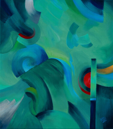 Painting titled "Cool spring / Kühle…" by Lutz Gaede, Original Artwork, Acrylic Mounted on Wood Stretcher frame