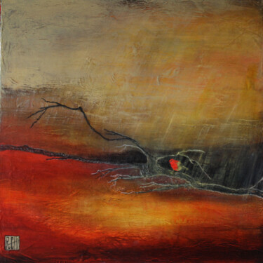 Painting titled "Le point rouge" by Ly-Rose, Original Artwork, Oil