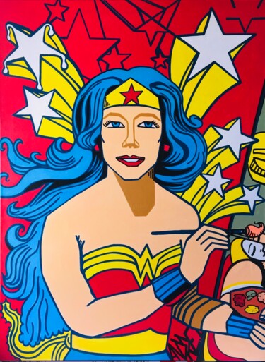 Painting titled "SUPER PEINTRESSE" by Lydia Andre (POP ART LY), Original Artwork, Acrylic