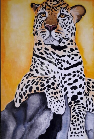 Ζωγραφική με τίτλο "Leopard" από Lydie Frances-Ingles (dylie), Αυθεντικά έργα τέχνης, Λάδι