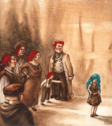 Peinture intitulée "Cheveux rouges" par Lydie Lapalud, Œuvre d'art originale