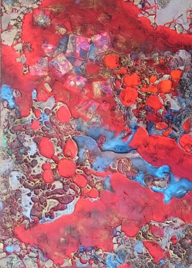 Malerei mit dem Titel "Lava Pools" von Lynda Rosemarie Stevens, Original-Kunstwerk, Wachs