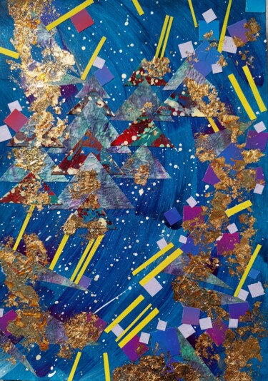 Collages titled "Yellow bars on gala…" by Lynda Rosemarie Stevens, Original Artwork, Collages