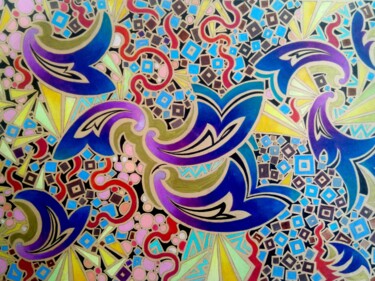 Рисунок под названием "Purple paisley" - Lynda Rosemarie Stevens, Подлинное произведение искусства, Карандаш