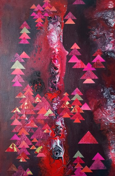 Collages intitulée "Triangles in deep c…" par Lynda Rosemarie Stevens, Œuvre d'art originale, Collages