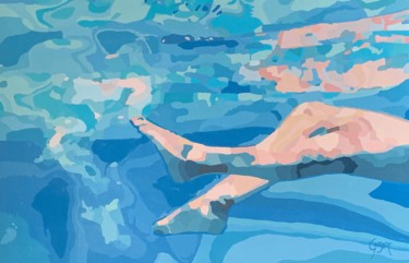 Peinture intitulée "La nageuse / The Sw…" par Lynda Gagnon, Œuvre d'art originale, Acrylique