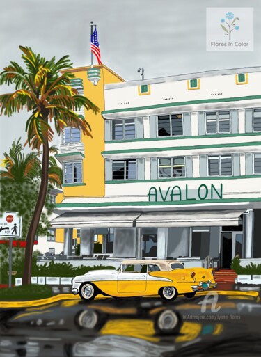 Pintura titulada "The Avalon Hotel, M…" por Lynne Flores, Obra de arte original, Impresión digital