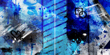 Digitale Kunst getiteld "Beauty In Blue" door Lynne Godina-Orme, Origineel Kunstwerk, 2D Digital Work Gemonteerd op Plexiglas