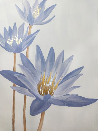 Pintura intitulada "Water lillies" por Lyubov Yugina, Obras de arte originais, Acrílico