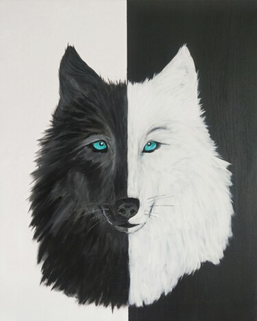 Painting titled "Wolf" by Lyubov Yugina, Original Artwork, Acrylic