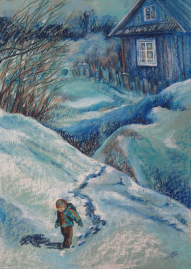 Картина под названием "A walk through the…" - Lyudmila Chupina, Подлинное произведение искусства, Пастель