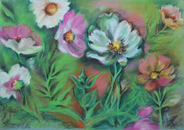 Painting titled "Meadow" by Lyudmila Chupina, Original Artwork, Pastel