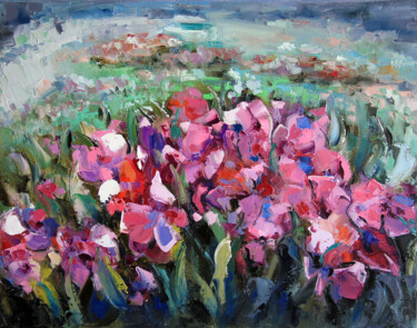 Pittura intitolato "Painting Blooming f…" da Lyudmila Knyazeva, Opera d'arte originale, Olio