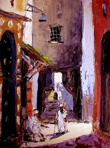 Painting titled "Casbah d'ALGER ,Por…" by M'Hamed Saci, Original Artwork