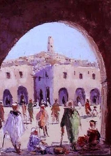 Painting titled "Sous l'arcade" by M'Hamed Saci, Original Artwork