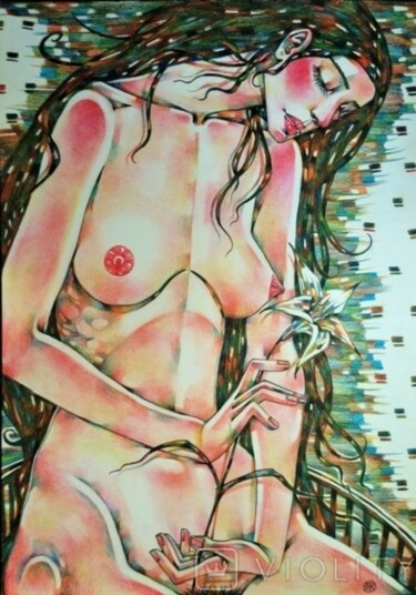 Рисунок под названием "Ню-10" - Marusya Dram, Подлинное произведение искусства, Цветные карандаши