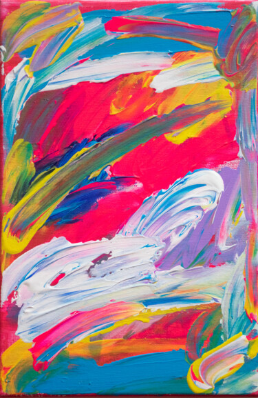 Malerei mit dem Titel "Positively Pink" von M. Mystery Artist, Original-Kunstwerk, Acryl