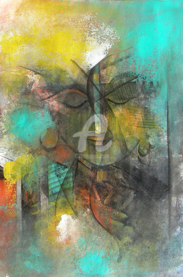 Pittura intitolato "Abstract Face 2013" da M. Singh, Opera d'arte originale, Olio