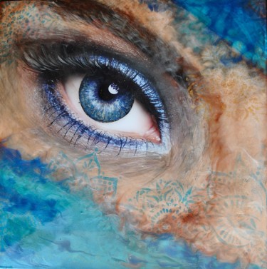 Pintura titulada "Los Ojos de Dios" por Magdalena Weber, Obra de arte original, Esmalte