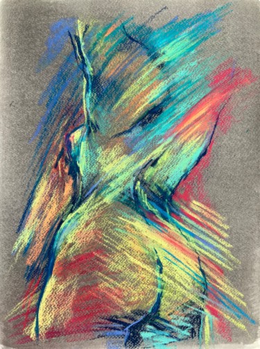 Desenho intitulada "Multicolored nude…" por Magdalena Weber, Obras de arte originais, Pastel