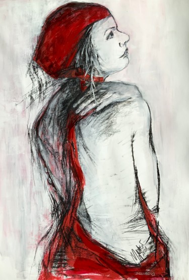 "In red  and  black" başlıklı Tablo Magdalena Weber tarafından, Orijinal sanat, Karakalem