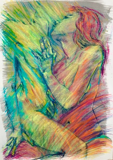 Картина под названием "Colorful Women Coup…" - Magdalena Weber, Подлинное произведение искусства, Пастель
