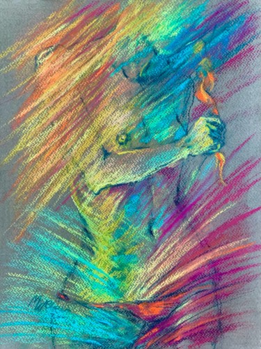 Pintura titulada "Rainbow Figure" por Magdalena Weber, Obra de arte original, Pastel