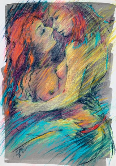 「A Couple」というタイトルの絵画 Magdalena Weberによって, オリジナルのアートワーク, パステル