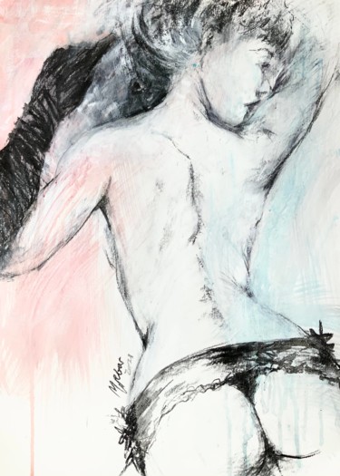 Painting titled "Yes, I AM" by Magdalena Weber, Original Artwork, Charcoal