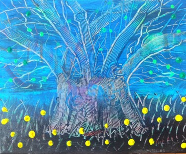 Peinture intitulée "Árbol azul" par Ma Palet, Œuvre d'art originale, Acrylique Monté sur Châssis en bois