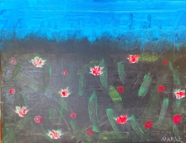 Painting titled "Flores rojas" by Ma Palet, Original Artwork, Acrylic Mounted on Wood Stretcher frame