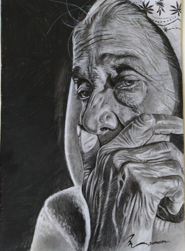 Картина под названием "Drawing pencil" - Maamoun Ajmi, Подлинное произведение искусства, Карандаш