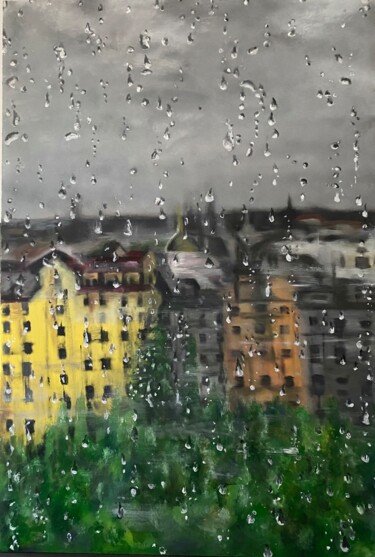 「Inside the rain.」というタイトルの絵画 Maárs Shanóによって, オリジナルのアートワーク, アクリル 段ボールにマウント