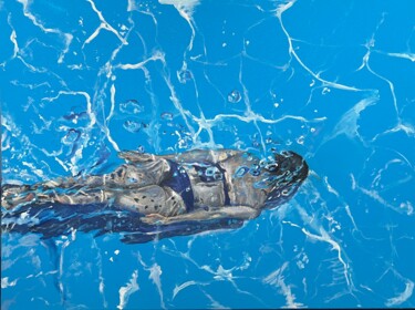 Painting titled "SWIMMING POOL" by Maárs Shanó, Original Artwork, Acrylic Mounted on Wood Stretcher frame