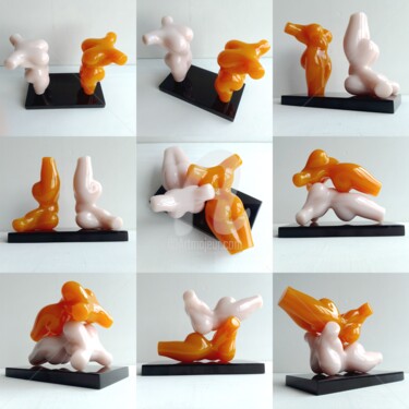 Sculpture titled "2WOMEN2 WHITE-YELLO…" by Maas Tiir, Original Artwork, Resin