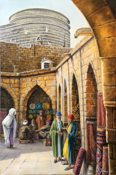 Pintura titulada "The marketplace" por Rauf Janibekov, Obra de arte original, Oleo