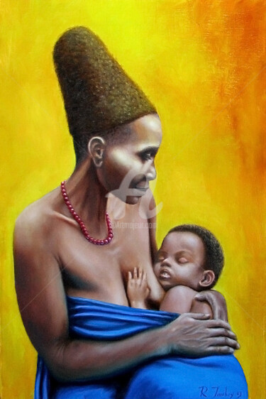 Картина под названием "African Madonna" - Rauf Janibekov, Подлинное произведение искусства, Масло