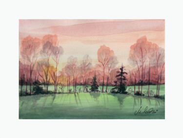 Painting titled "Sunset" by Maciej Kłosowski, Original Artwork, Watercolor